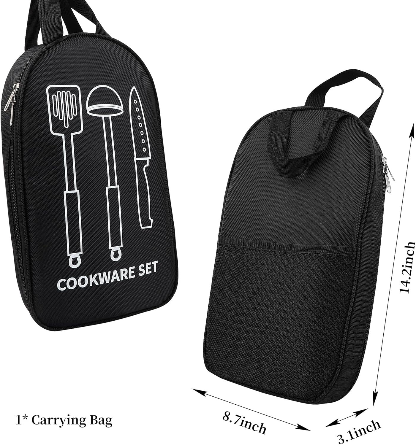 Camping Cooking Utensils Set, Stainless Steel Grill Tools, Camping BBQ Cookware Gear and Equipment for Travel Tenting RV Van Picnic Portable Kitchen Essentials Accessories(US)