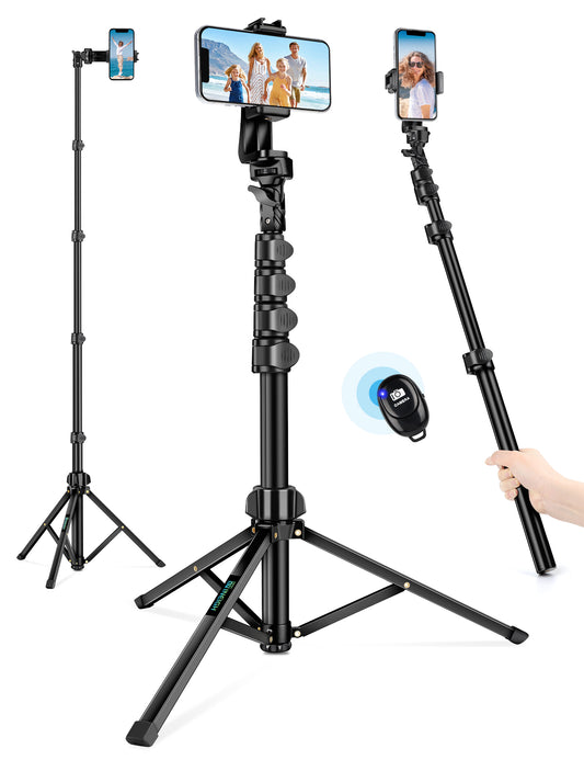 Phone Tripod, 71" Tripod for iPhone, Selfie Stick Tripod Stand with Remote, iPhone Tripod & Tall Travel Tripod for Recording Video Selfies Photo, Compatible with iPhone 14 Pro Max 13 12 11 Cell Phone(USA)