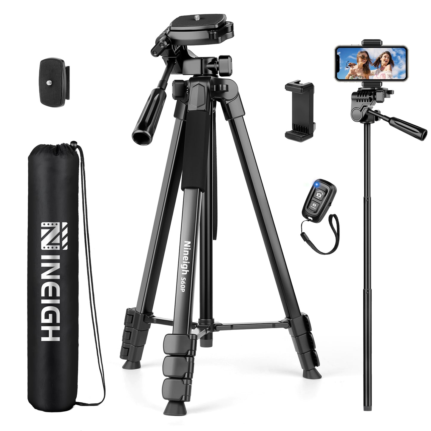 Phone Tripod, 64” Cell Phone Tripod for iPhone, Extra Long 83” Tall Tripods Selfie Stick with Wireless Remote Extendable Phone Holder Stand for Camera Photo Video Recording(US)