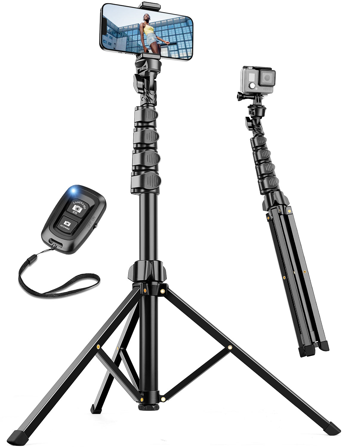Nineigh Phone Tripod Stand, 71'' Extendable Selfie Stick Tripod for iPhone, Lightweight Mobile Phone stand for Filming with Remote, Compatible with Samsung Huawei Small Camera（EU）