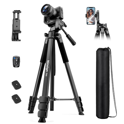 Nineigh Tripod for iPhone, 68" Mobile Phone Tripod Stand with Remote, Lightweight and Extendable Travel Tripod for Smartphone/ Small Camera(EU)