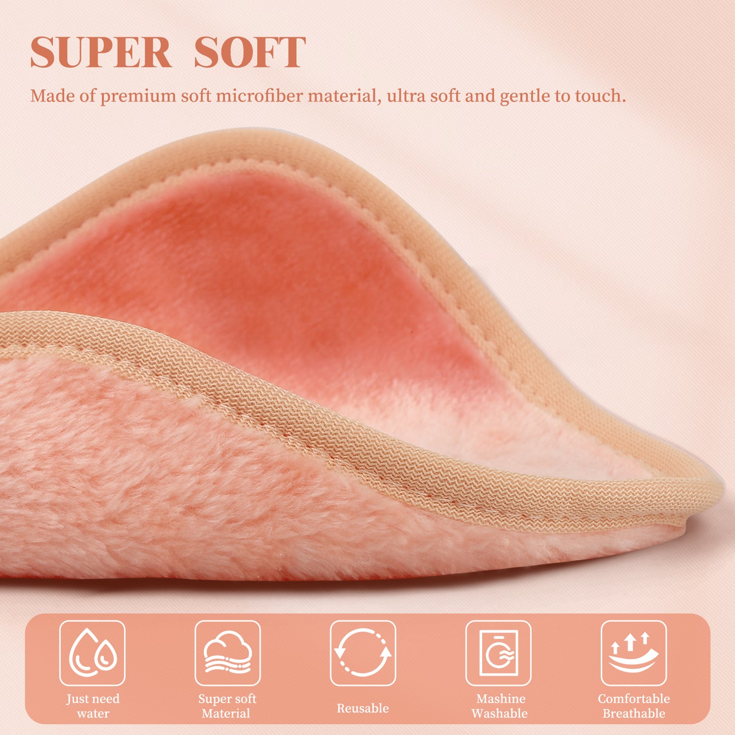 15 Pack Microfibre Face Cloth, 15 x 15 cm Makeup Remover Cloth Reusable Face Cloths for Cleansing, Ultra Soft Makeup Remover Pads for Daily Travel Cosmetic Erase, Orange(EU)