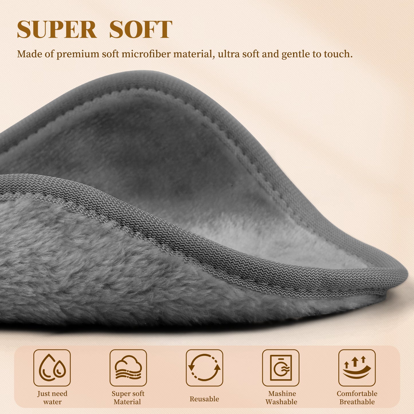 15 Pack Microfibre Face Cloth, 15 x 15 cm Makeup Remover Cloth Reusable Face Cloths for Cleansing, Ultra Soft Makeup Remover Pads for Daily Travel Cosmetic Erase, Grey(EU)