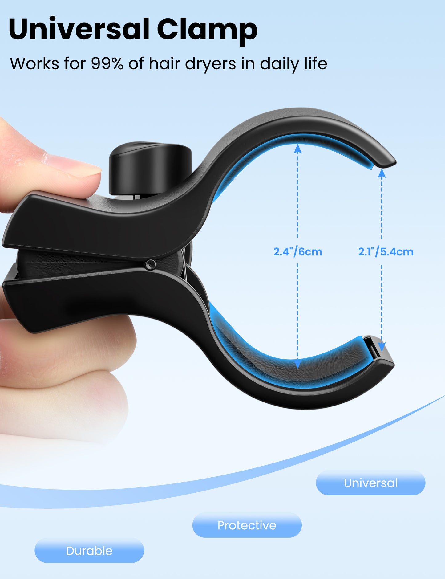 Hair Dryer Stand Hands Free, 20-63 Inch Adjustable Hair Dryer Holder with Tripod & Universal Clip, Blow Dryer Stand for Bathroom Salon Home, Perfect for Long Hair & Stylists(US)