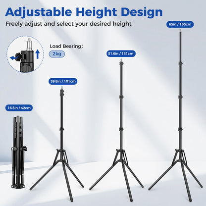 Nineigh Phone Tripod with Ball Head, 65'' Light Stand for Photography with 2 Pack, Reversible and Portable Tripod for Smartphone/Small Camera/Ring Light/Umbrella/Reflector/Softbox(EU))