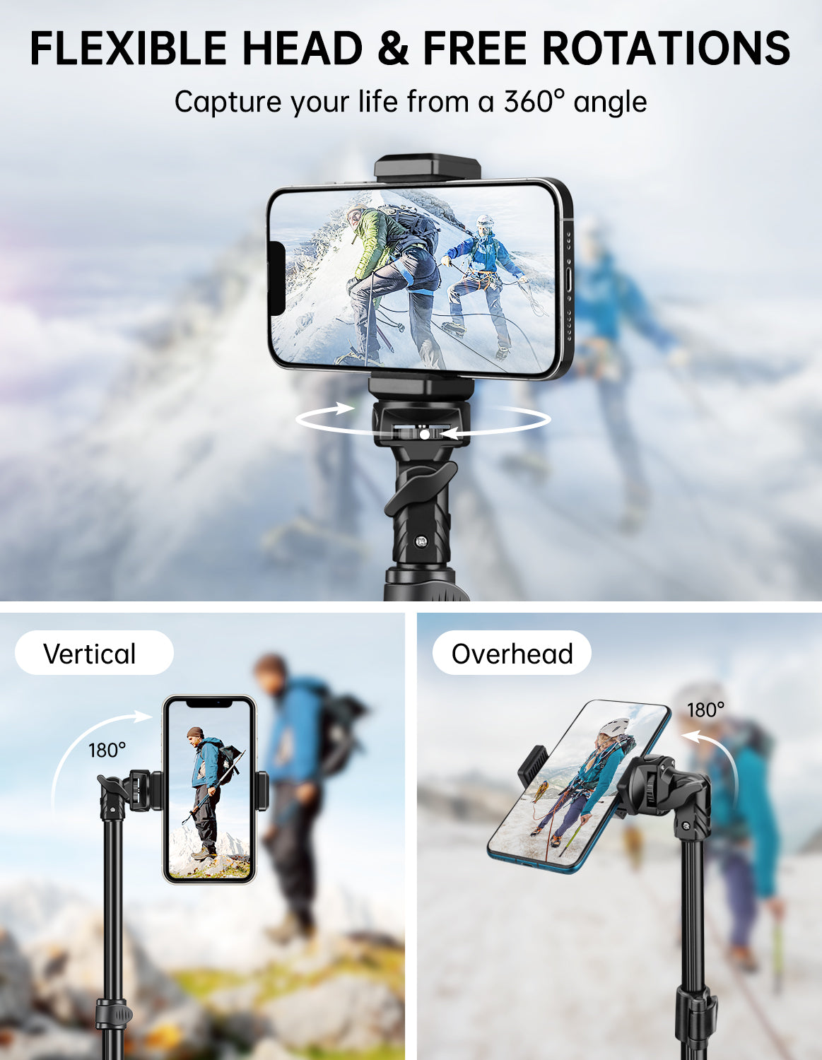 Nineigh Phone Tripod Stand, 71'' Extendable Selfie Stick Tripod for iPhone, Lightweight Mobile Phone stand for Filming with Remote, Compatible with Samsung Huawei Small Camera（EU）