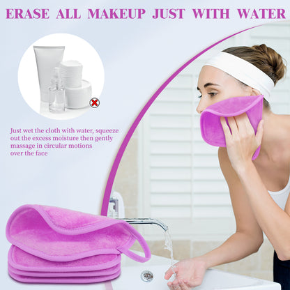 15 Pack Microfibre Face Cloth, 15 x 15 cm Makeup Remover Cloth Reusable Face Cloths for Cleansing, Ultra Soft Makeup Remover Pads for Daily Travel Cosmetic Erase, Purple(EU