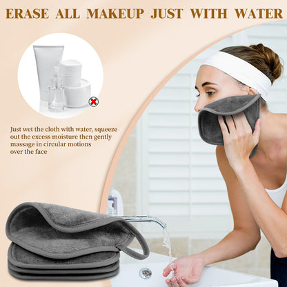 15 Pack Microfibre Face Cloth, 15 x 15 cm Makeup Remover Cloth Reusable Face Cloths for Cleansing, Ultra Soft Makeup Remover Pads for Daily Travel Cosmetic Erase, Grey(EU)