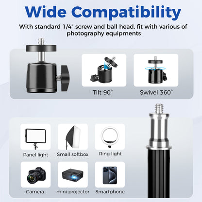 Nineigh Phone Tripod with Ball Head, 65'' Light Stand for Photography with 2 Pack, Reversible and Portable Tripod for Smartphone/Small Camera/Ring Light/Umbrella/Reflector/Softbox(EU))