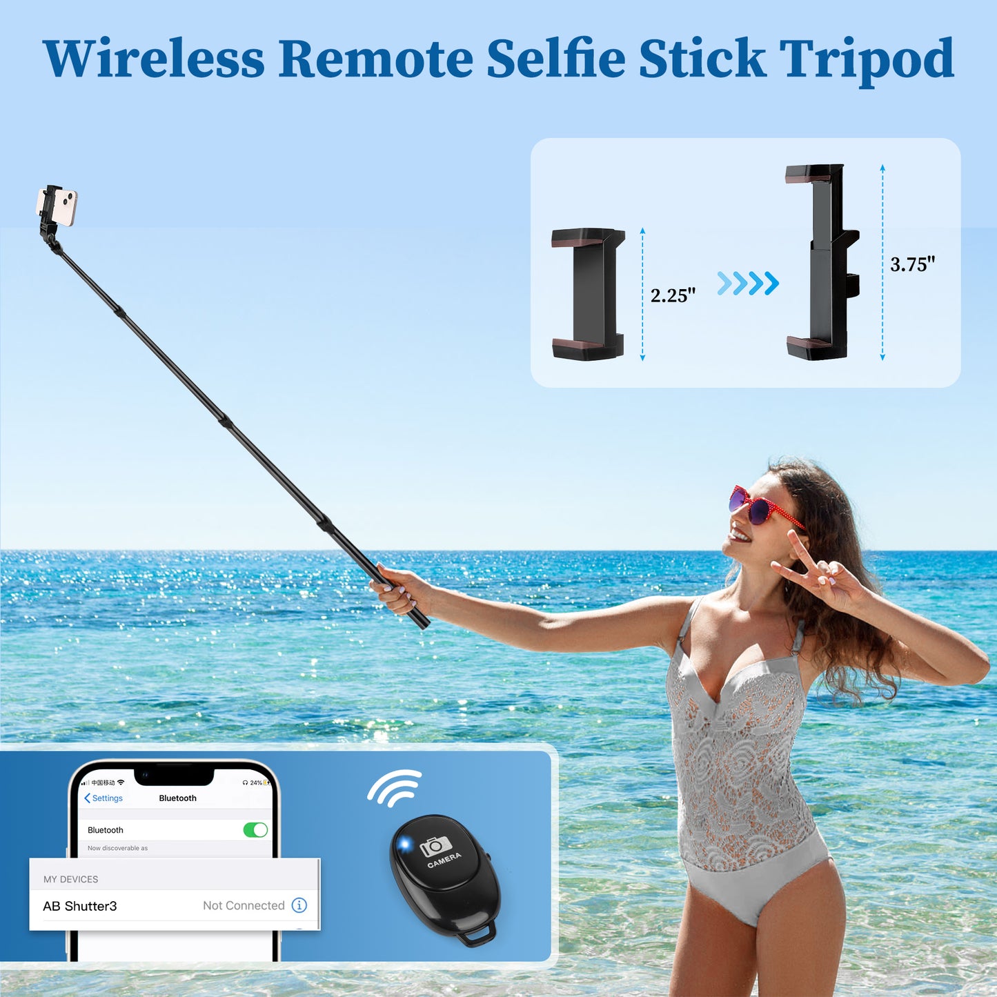 Phone Tripod, 70" Selfie Stick Tripod Stand Cell Phone Tripods with Remote Phone Holder Carry Bag, Aluminum Alloy Selfie Stick Tripods, Compatible with iPhone Samsung GoPro Smartphone(US)