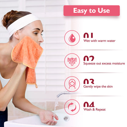Nineigh Reusable Makeup Remover Cloth, 6 Pack Makeup Remover Pads Microfiber Flannel Facial Cleansing Cloth for Face Eyes Lips Make Up Removing, Suits All Skin Types(EU)