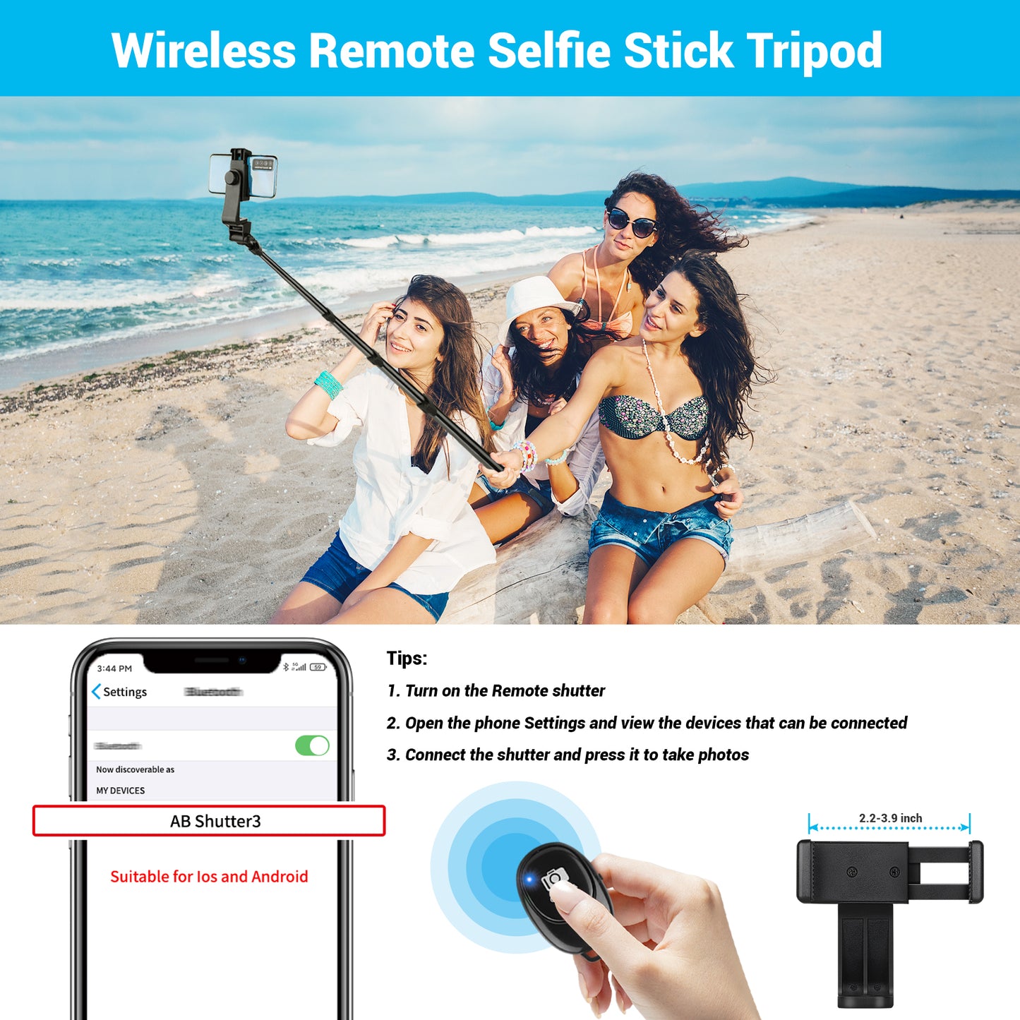 Nineigh Phone Tripod Stand, 72" Selfie Stick Tripod Portable Travel Tripods, Aluminum Hose Phone Stand Tripod for Video Recording Photo Vlog Compatible with iPhone Plus iPad Cellphone Cameras(USA)