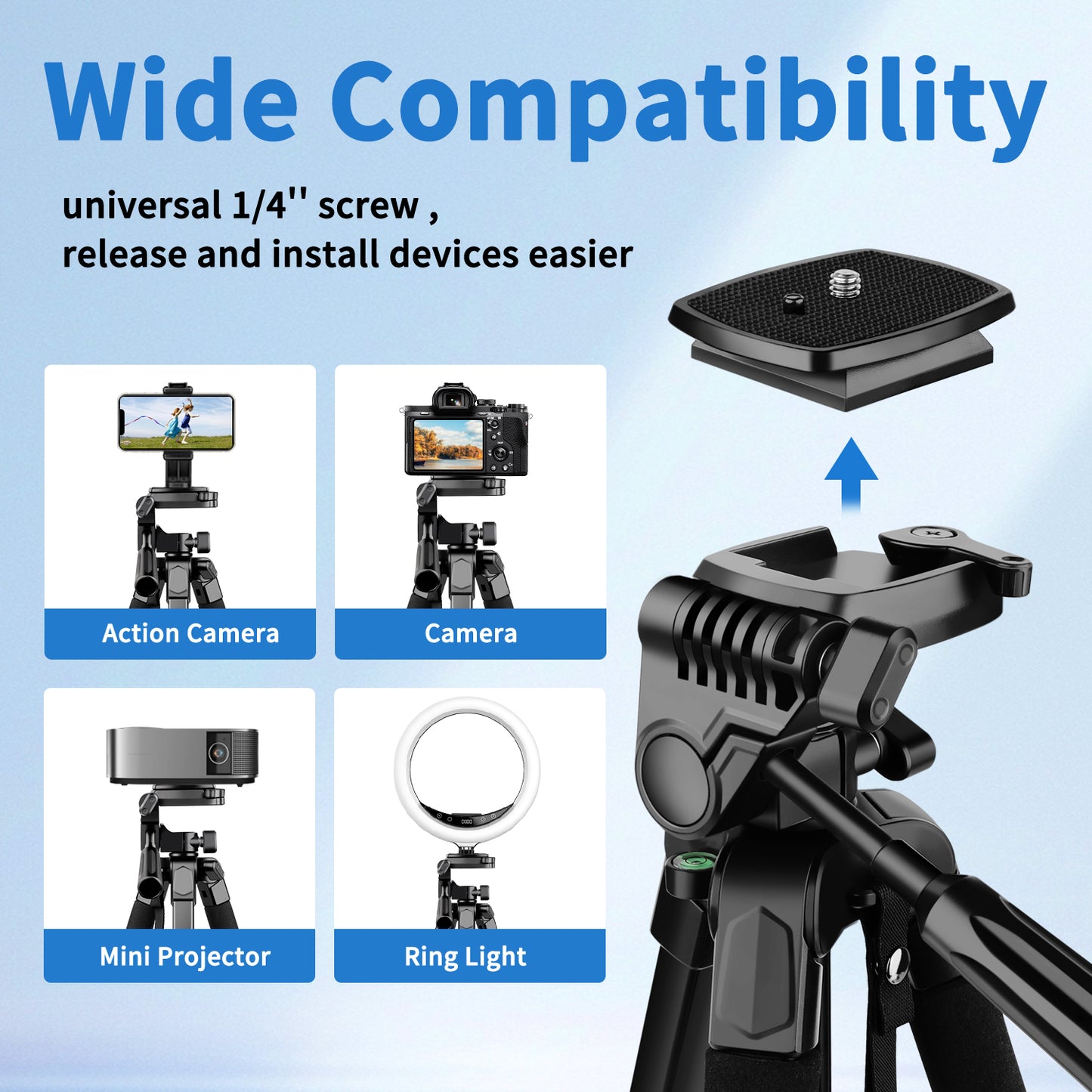 Nineigh Tripod for iPhone, 68" Mobile Phone Tripod Stand with Remote, Lightweight and Extendable Travel Tripod for Smartphone/ Small Camera(EU)