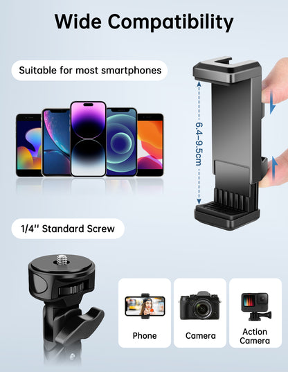 Nineigh Phone Tripod Stand, 71'' Extendable Selfie Stick Tripod for iPhone, Lightweight Mobile Phone stand for Filming with Remote, Compatible with Samsung Huawei Small Camera（EU）