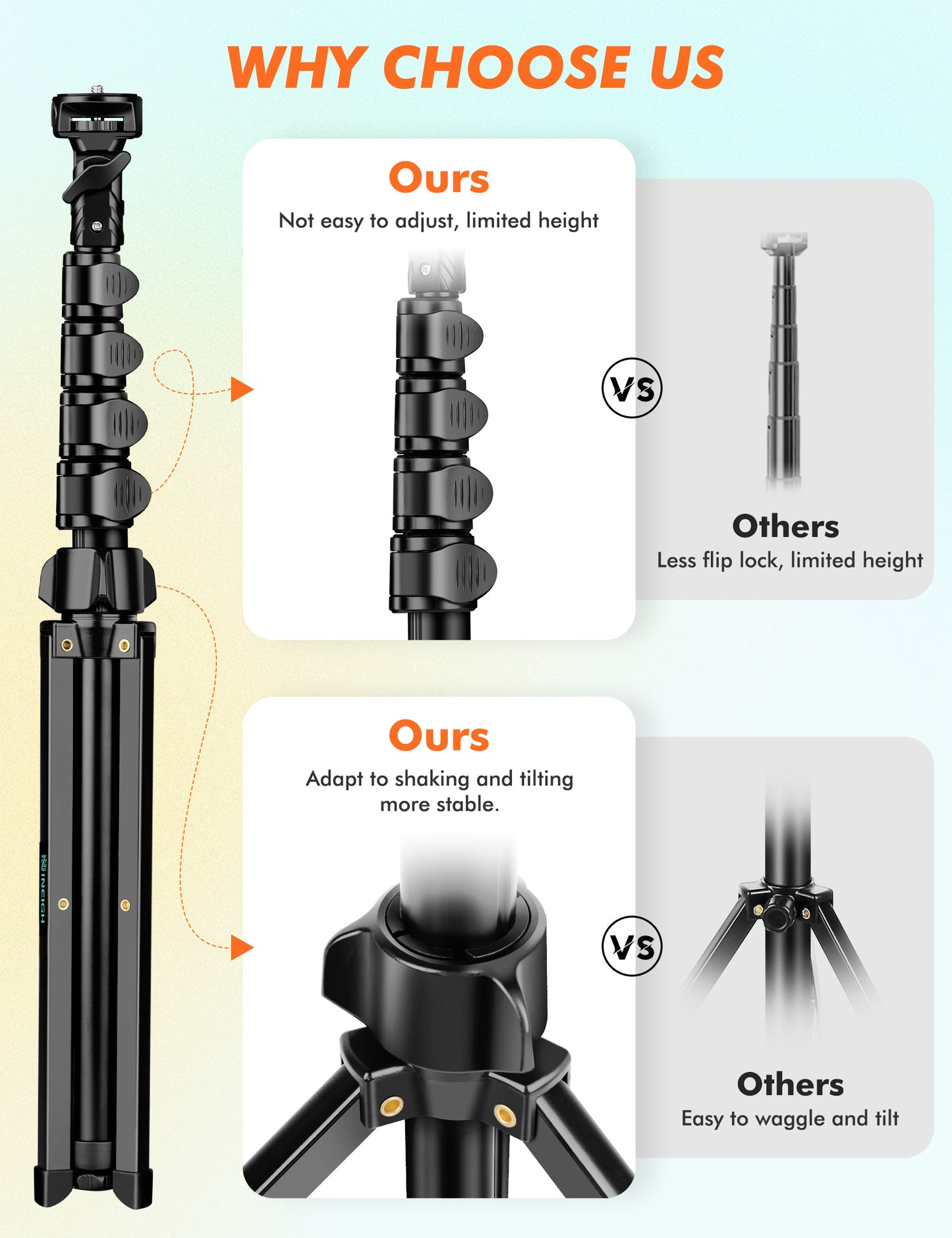 Phone Tripod, 71" Tripod for iPhone, Selfie Stick Tripod Stand with Remote, iPhone Tripod & Tall Travel Tripod for Recording Video Selfies Photo, Compatible with iPhone 14 Pro Max 13 12 11 Cell Phone(USA)