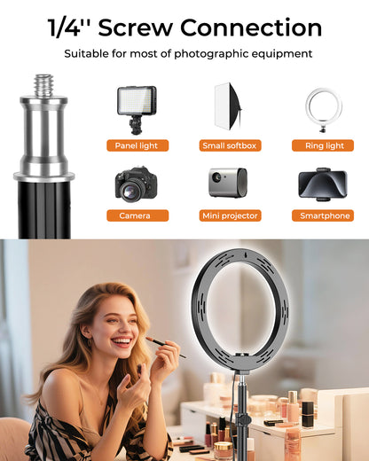 79" Tall Tripod for Smarhone, Mobile Phone Tripod with Flexible Gooseneck & Remote, Reverse Folding iPhone Stand for Filming, Compatible with Camera/Ring Light/Small Softbox(EU