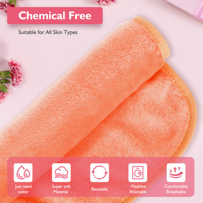 Nineigh Reusable Makeup Remover Cloth, 6 Pack Makeup Remover Pads Microfiber Flannel Facial Cleansing Cloth for Face Eyes Lips Make Up Removing, Suits All Skin Types(EU)