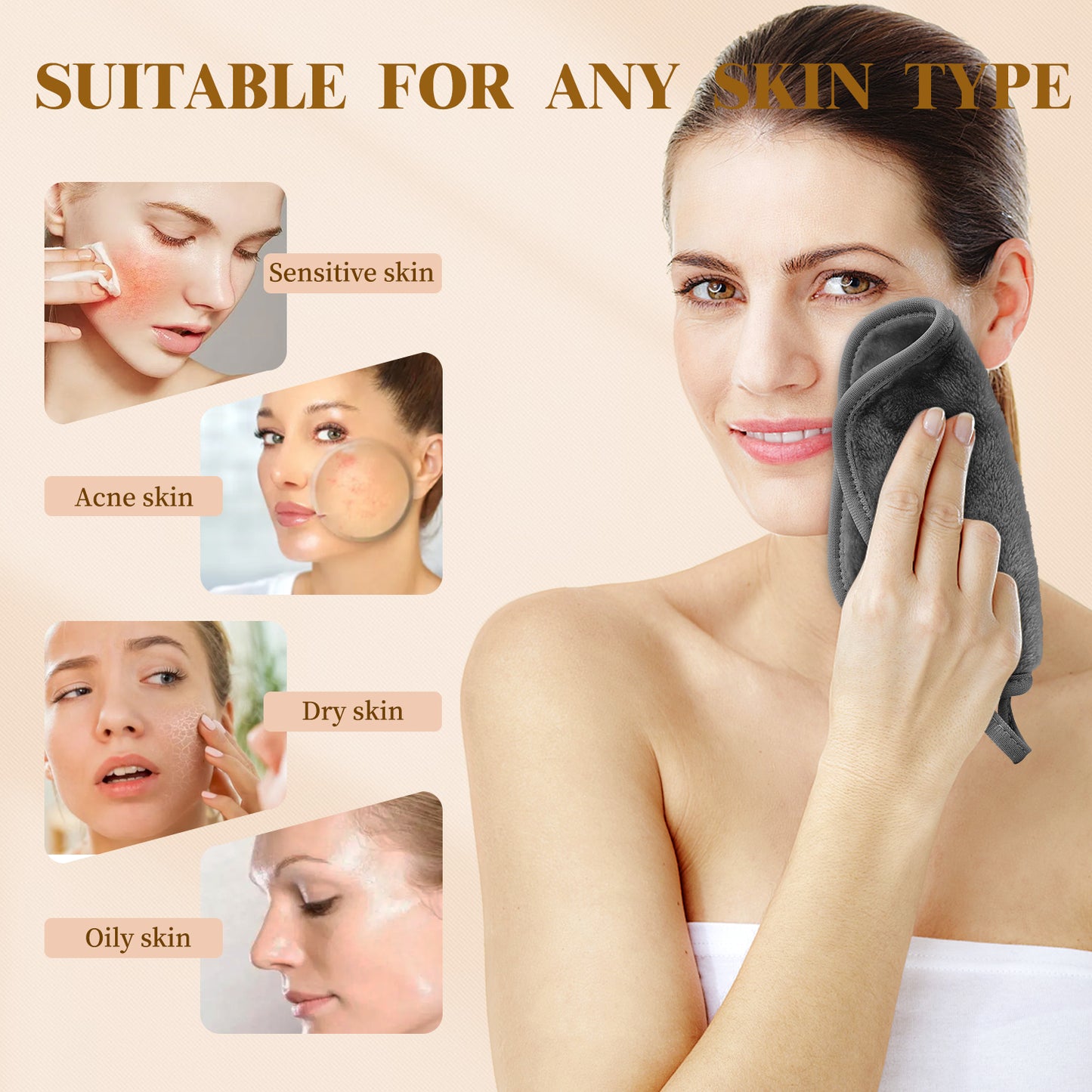 15 Pack Microfibre Face Cloth, 15 x 15 cm Makeup Remover Cloth Reusable Face Cloths for Cleansing, Ultra Soft Makeup Remover Pads for Daily Travel Cosmetic Erase, Grey(EU)