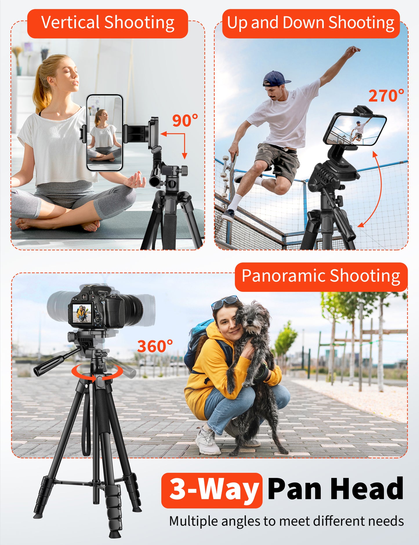 Nineigh 75" Phone Tripod Stand, Overhead Tripod for iPhone with Remote, Portable Horizontal Mount for Video, Live Streaming & Vlogging, Compatible with iPhone Camera(US)