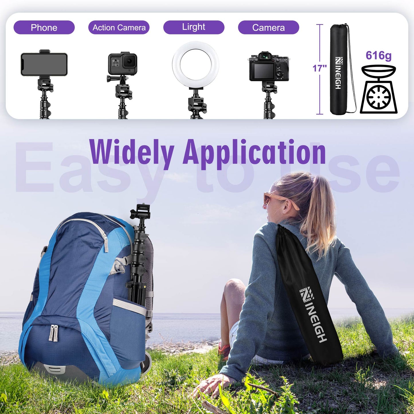 80" Phone Tripod, Selfie Stick Cellphone Tripod, Aluminum Tripods Stand for Video Photo Vlog, Travel Tripods with Gooseneck Remote Phone Holder, Compatible with iPhone Android Smartphone(US)