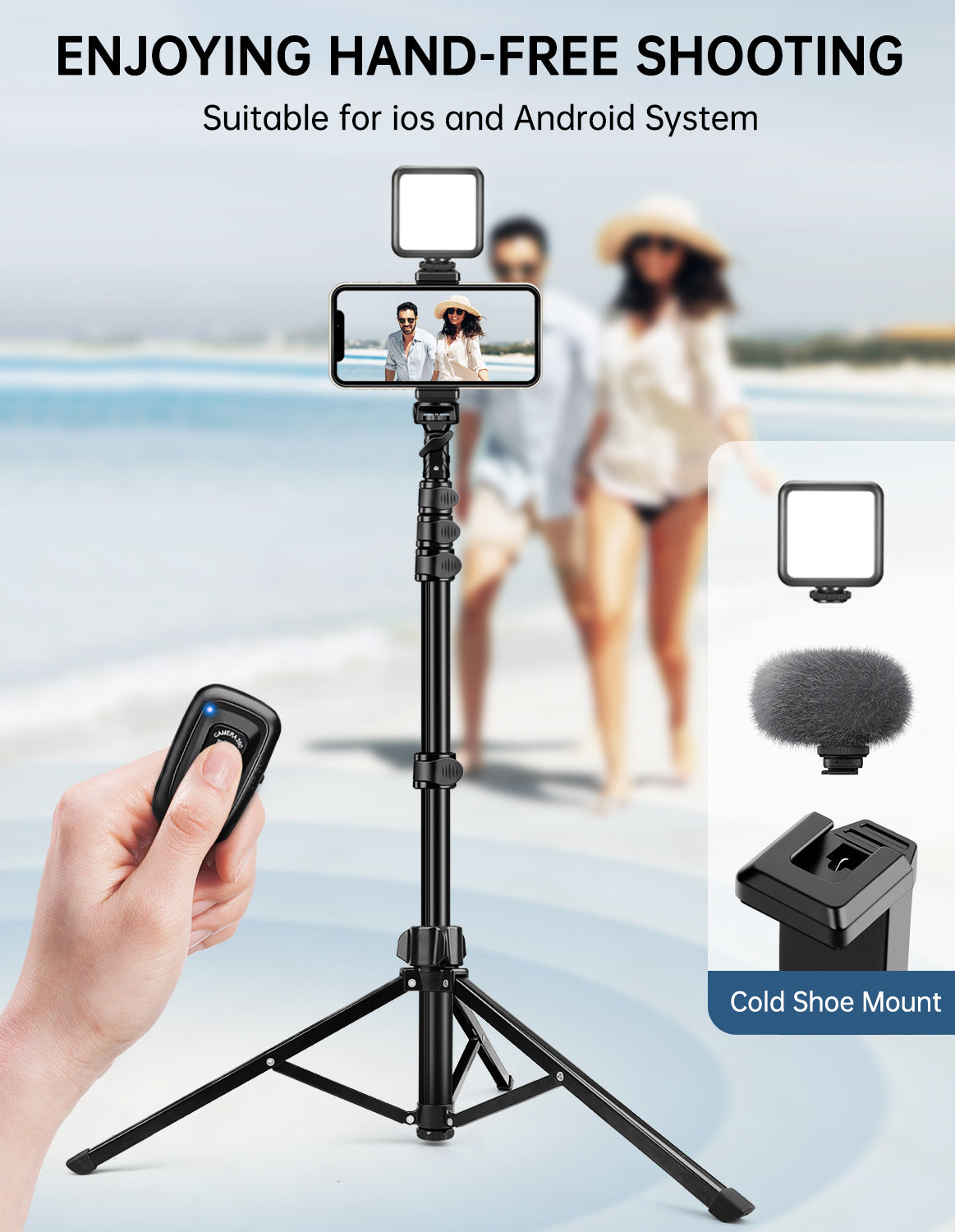 Nineigh Phone Tripod Stand, 71'' Extendable Selfie Stick Tripod for iPhone, Lightweight Mobile Phone stand for Filming with Remote, Compatible with Samsung Huawei Small Camera（EU）