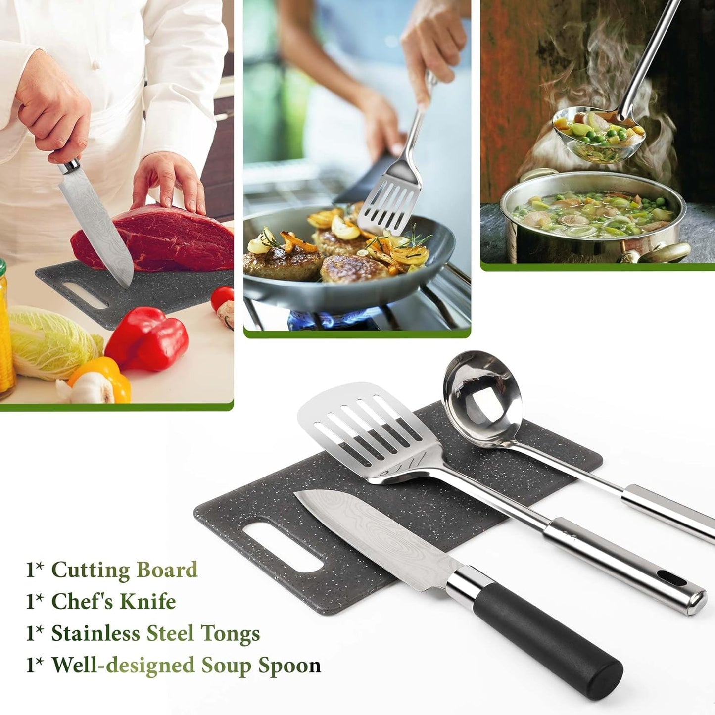 Camping Cooking Utensils Set, Stainless Steel Grill Tools, Camping BBQ Cookware Gear and Equipment for Travel Tenting RV Van Picnic Portable Kitchen Essentials Accessories(US)