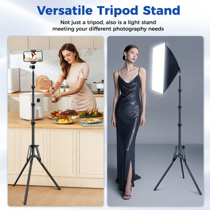 Nineigh Phone Tripod with Ball Head, 65'' Light Stand for Photography with 2 Pack, Reversible and Portable Tripod for Smartphone/Small Camera/Ring Light/Umbrella/Reflector/Softbox(EU))