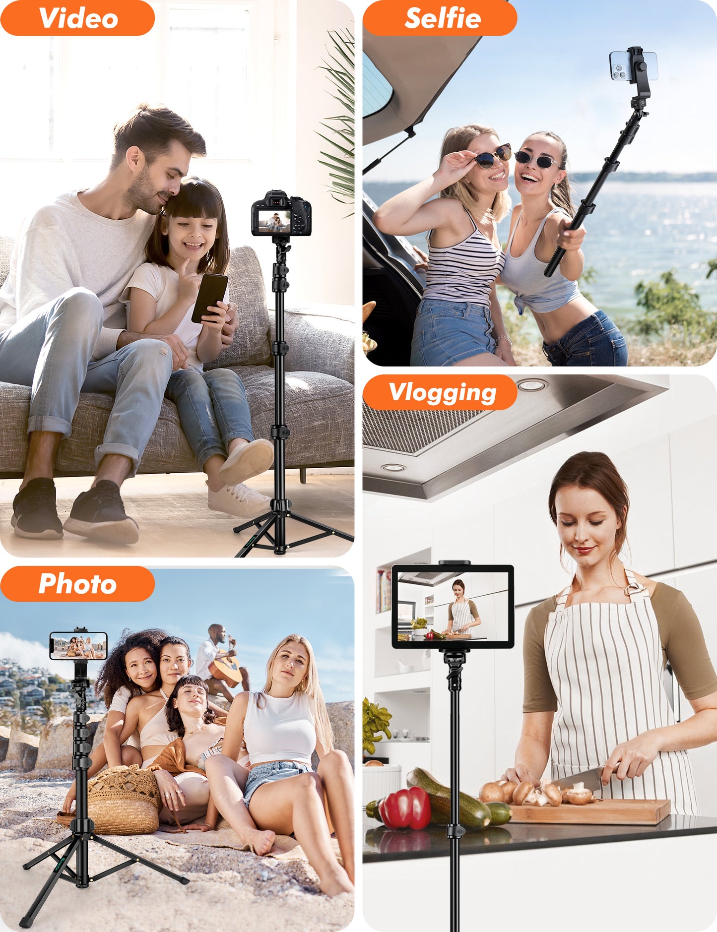 71" Tripod for iPhone, Phone Tripod Selfie Stick with Remote, Cell Phone Tripods & Tall Travel Tripods for Recording Video Selfies Photo, Compatible with iPhone 17 16 15 14 Pro Max 13 Android(US)