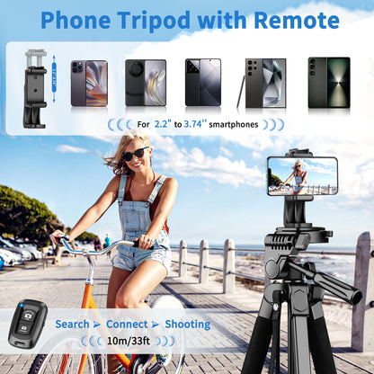 Nineigh Tripod for iPhone, 68" Mobile Phone Tripod Stand with Remote, Lightweight and Extendable Travel Tripod for Smartphone/ Small Camera(EU)