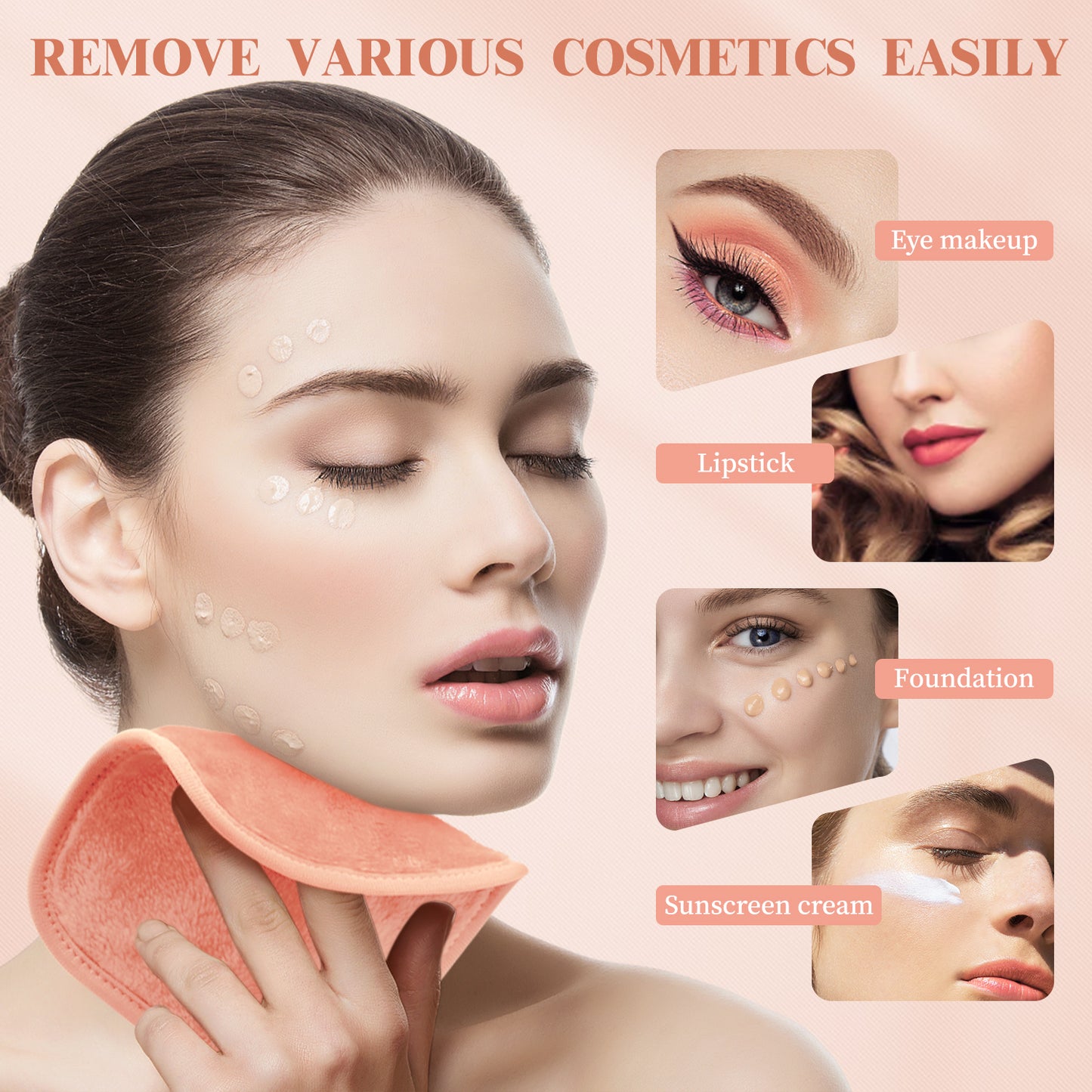 15 Pack Microfibre Face Cloth, 15 x 15 cm Makeup Remover Cloth Reusable Face Cloths for Cleansing, Ultra Soft Makeup Remover Pads for Daily Travel Cosmetic Erase, Orange(EU)