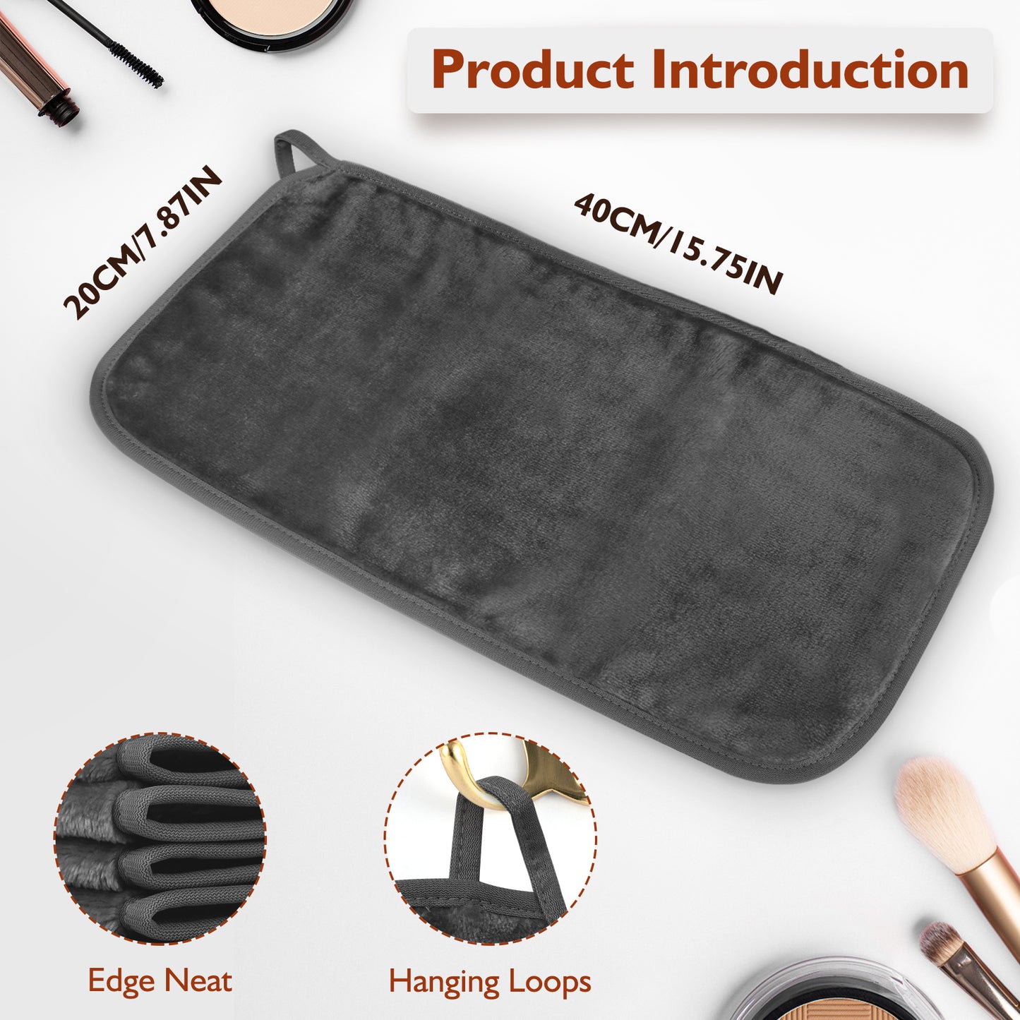 Nineigh Reusable Makeup Remover Cloth, 6 Pack Makeup Remover Pads Microfiber Flannel Facial Cleansing Cloth for Face Eyes Lips Make Up Removing, Suits All Skin Types(EU)