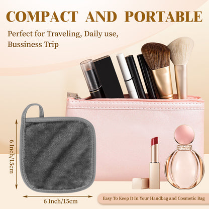 15 Pack Microfibre Face Cloth, 15 x 15 cm Makeup Remover Cloth Reusable Face Cloths for Cleansing, Ultra Soft Makeup Remover Pads for Daily Travel Cosmetic Erase, Grey(EU)