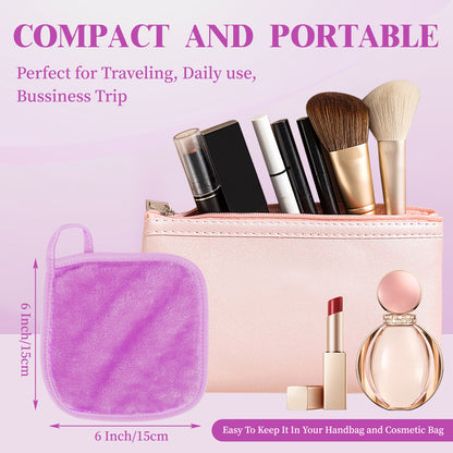 15 Pack Microfibre Face Cloth, 15 x 15 cm Makeup Remover Cloth Reusable Face Cloths for Cleansing, Ultra Soft Makeup Remover Pads for Daily Travel Cosmetic Erase, Purple(EU