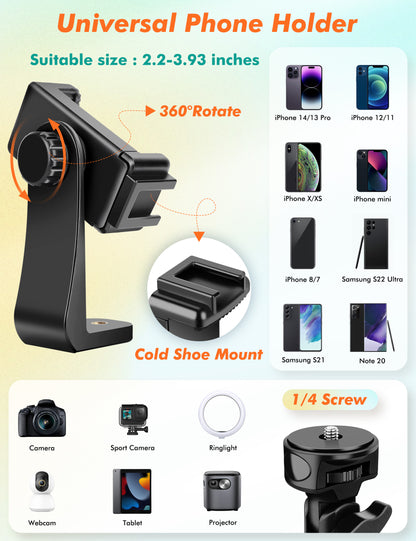 Phone Tripod, 71" Tripod for iPhone, Selfie Stick Tripod Stand with Remote, iPhone Tripod & Tall Travel Tripod for Recording Video Selfies Photo, Compatible with iPhone 14 Pro Max 13 12 11 Cell Phone(USA)