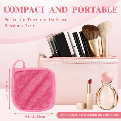 15 Pack Microfibre Face Cloth, 15 x 15 cm Makeup Remover Cloth Reusable Face Cloths for Cleansing, Ultra Soft Makeup Remover Pads for Daily Travel Cosmetic Erase, Pink(EU)