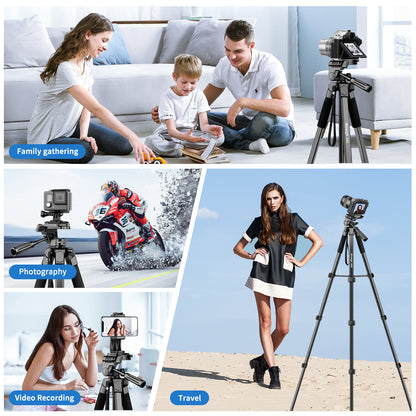 Nineigh Tripod for iPhone, 68" Mobile Phone Tripod Stand with Remote, Lightweight and Extendable Travel Tripod for Smartphone/ Small Camera(EU)