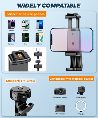 Nineigh 75'' Phone Tripod for iPhone, Lightweight Mobile Phone Tripod Stand for Filming, Extendable Selfie Tripod for Smartphone with Remote, Compatible with iOS/Andriod/Small Camera(EU)