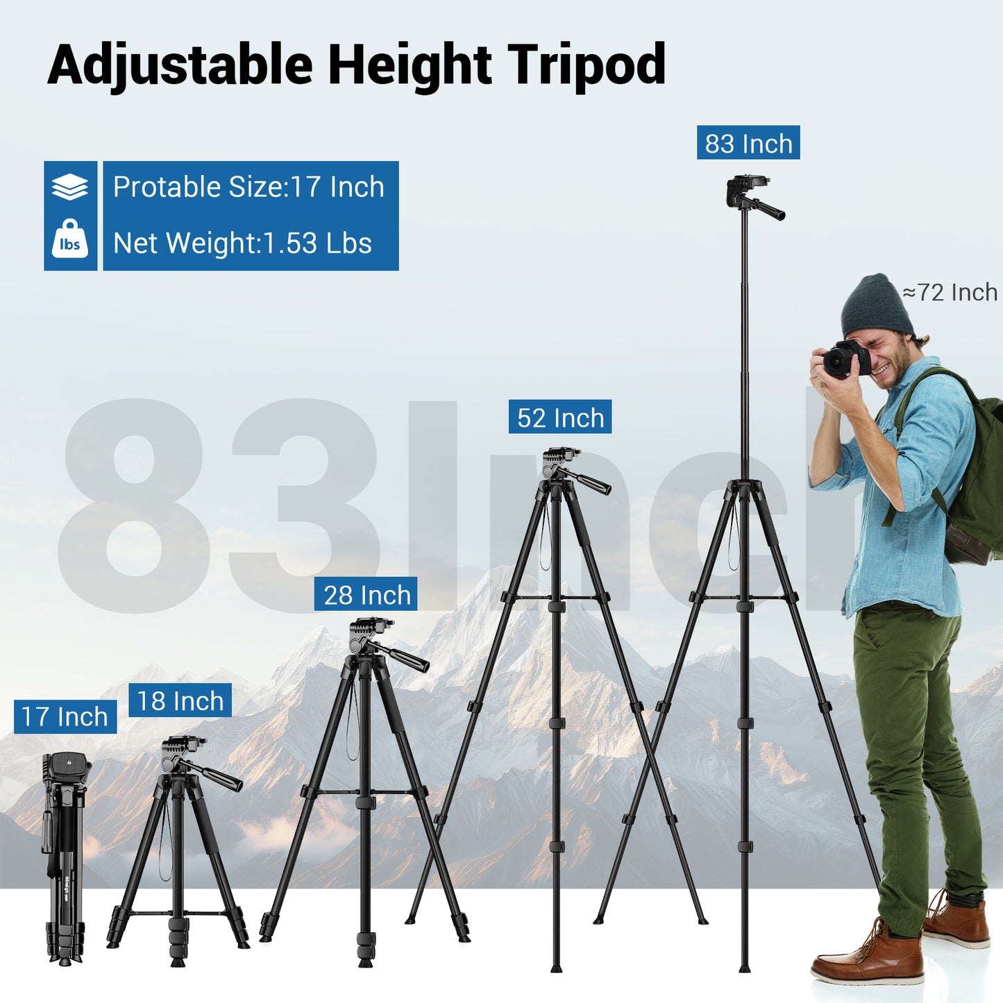 Phone Tripod, 64” Cell Phone Tripod for iPhone, Extra Long 83” Tall Tripods Selfie Stick with Wireless Remote Extendable Phone Holder Stand for Camera Photo Video Recording(US)