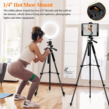 Camera Tripod Stand, 65" Phone Tripod Stand for Recording Wireless Remote Selfie Stick, Compatible with Camera iPhone Android iPad, Camera Tripods with Remote/Travel Bag / 2 in 1 Mount(USA)