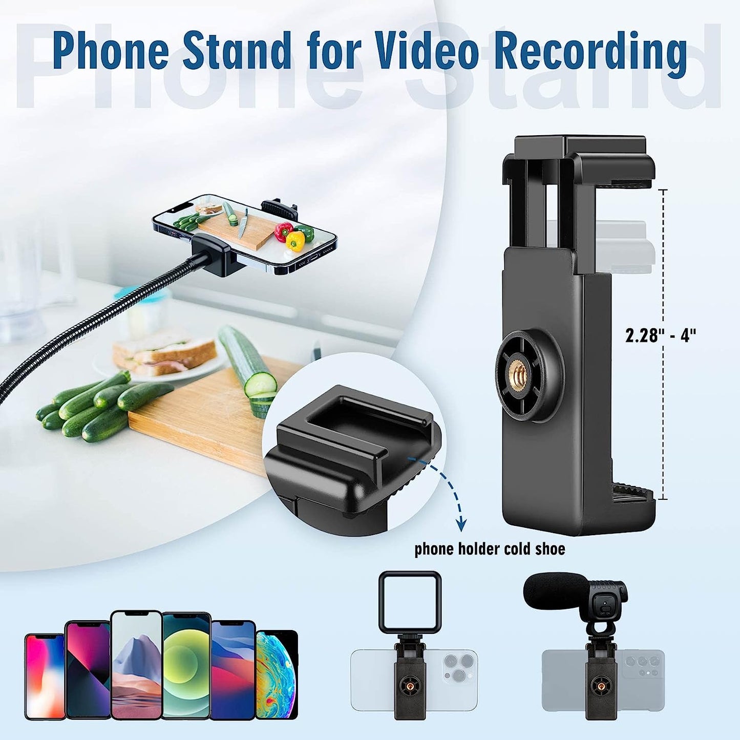 Selfie Stick Tripod, 85" Phone Tripod, Aluminum Tripod Stand for Video Recording Photo Vlog, Travel Cell Phone Tripod with Gooseneck/Remote/Phone Holder, Compatible with iPhone Android Smartphone(USA)