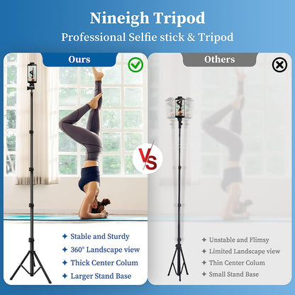 Phone Tripod Selfie Stick Tripods, 70" Cell Phone Tripod Stand with Remote/Phone Holder/Carry Bag, Aluminum Alloy Selfie Stick Tripod, Compatible with iPhone/Samsung/GoPro/Smartphone(USA)