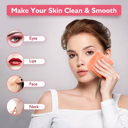 Nineigh Reusable Makeup Remover Cloth, 6 Pack Makeup Remover Pads Microfiber Flannel Facial Cleansing Cloth for Face Eyes Lips Make Up Removing, Suits All Skin Types(EU)
