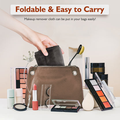 Makeup Remover Cloth, Microfiber Flannel Face Cloth 6pcs Reusable Facial Cleansing Cloth for All Skin Types Make Up Removing(20x40 cm, Grey（EU）