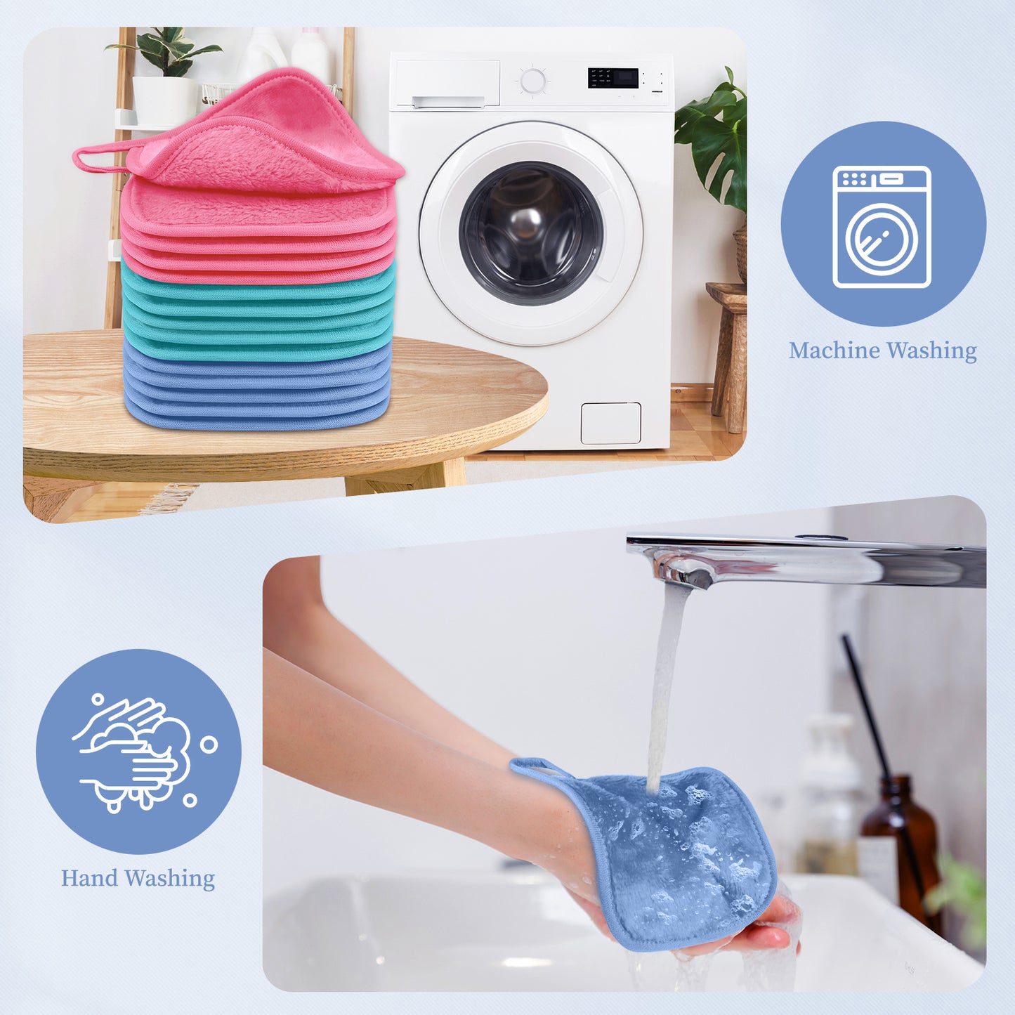15 Pack Microfibre Face Cloth, 15 x 15 cm Makeup Remover Cloth Reusable Face Cloths for Cleansing, Ultra Soft Makeup Remover Pads for Daily Travel Cosmetic Erase, Multi-colored(EU)