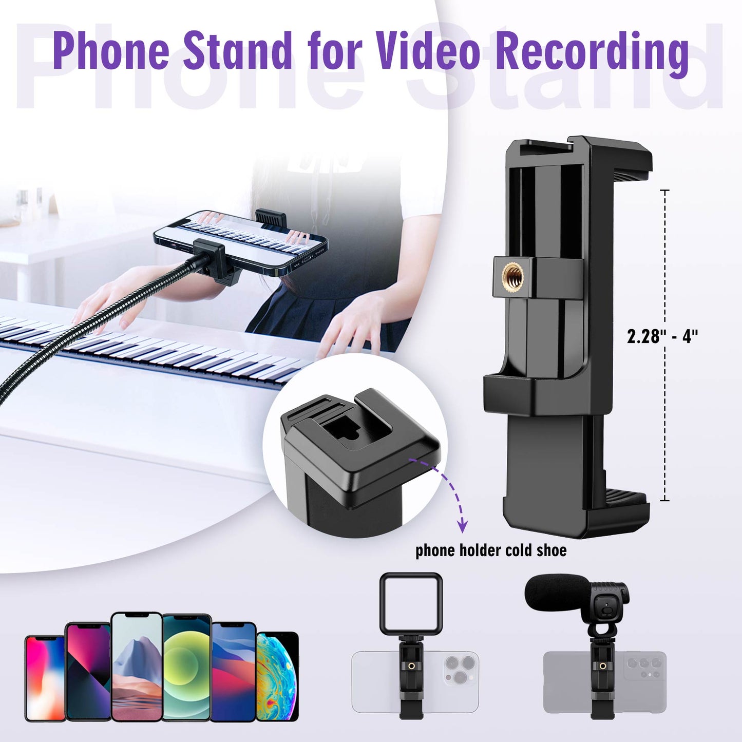 80" Phone Tripod, Selfie Stick Cellphone Tripod, Aluminum Tripods Stand for Video Photo Vlog, Travel Tripods with Gooseneck Remote Phone Holder, Compatible with iPhone Android Smartphone(US)