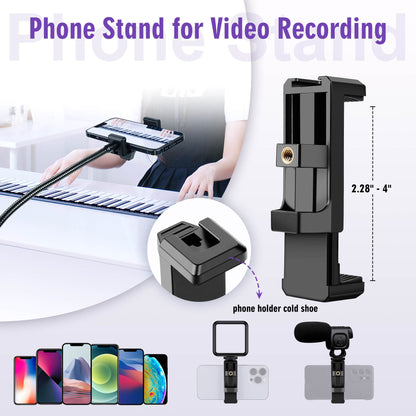 80" Phone Tripod, Selfie Stick Cellphone Tripod, Aluminum Tripods Stand for Video Photo Vlog, Travel Tripods with Gooseneck Remote Phone Holder, Compatible with iPhone Android Smartphone(US)