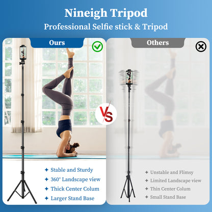 Phone Tripod, 70" Selfie Stick Tripod Stand Cell Phone Tripods with Remote Phone Holder Carry Bag, Aluminum Alloy Selfie Stick Tripods, Compatible with iPhone Samsung GoPro Smartphone(US)