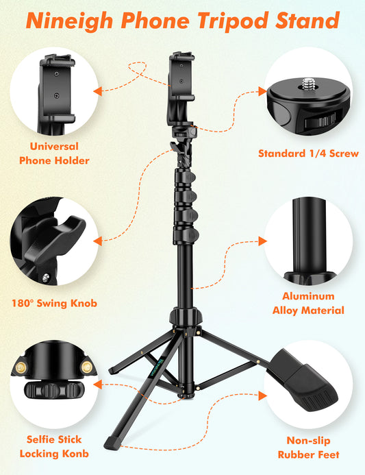 71" Tripod for iPhone, Phone Tripod Selfie Stick with Remote, Cell Phone Tripods & Tall Travel Tripods for Recording Video Selfies Photo, Compatible with iPhone 17 16 15 14 Pro Max 13 Android(US)