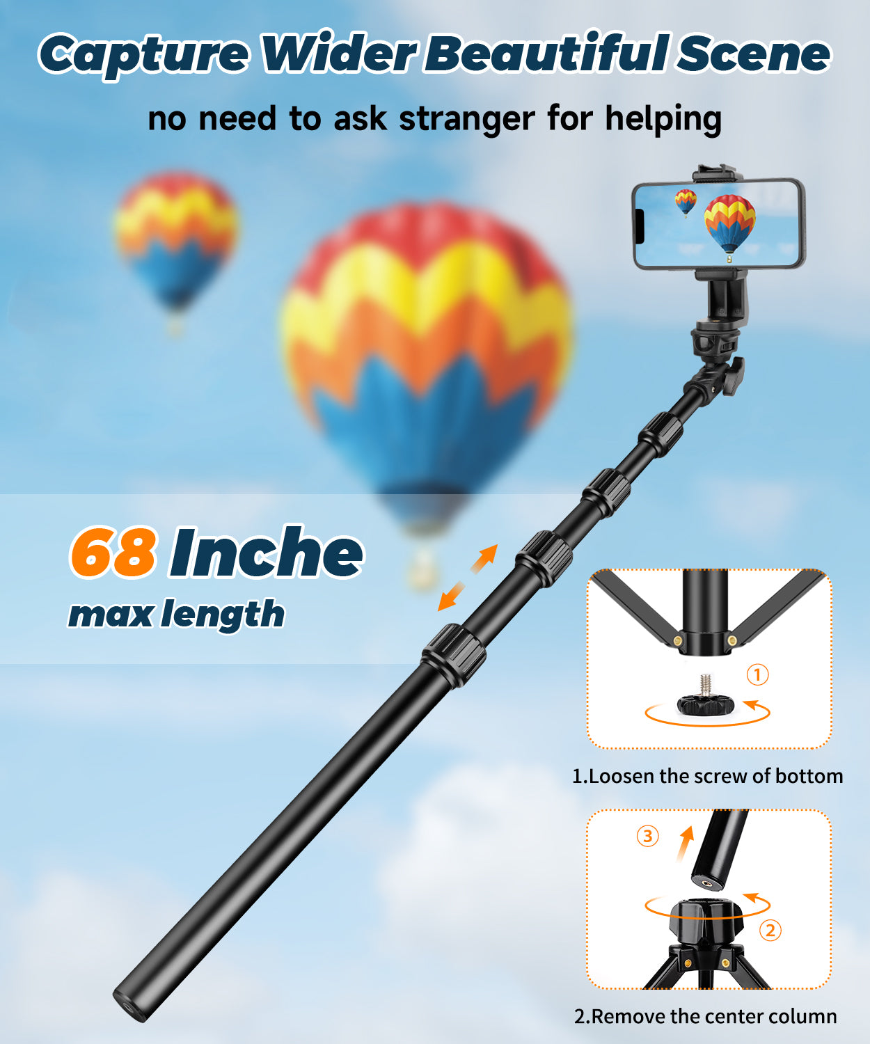 Nineigh 75'' Phone Tripod for iPhone, Lightweight Mobile Phone Tripod Stand for Filming, Extendable Selfie Tripod for Smartphone with Remote, Compatible with iOS/Andriod/Small Camera(EU)