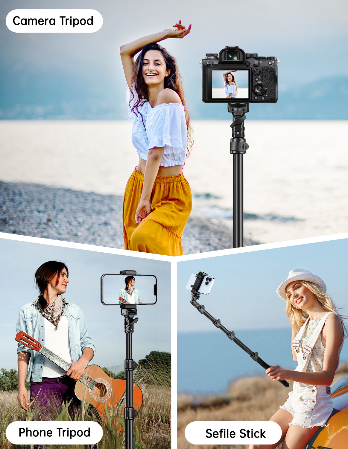 Nineigh Phone Tripod Stand, 71'' Extendable Selfie Stick Tripod for iPhone, Lightweight Mobile Phone stand for Filming with Remote, Compatible with Samsung Huawei Small Camera（EU）